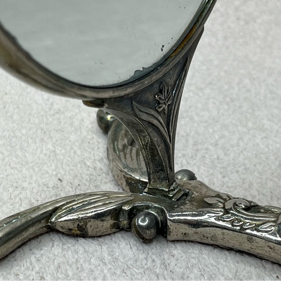 Antique Godinger Silver Plated Adjustable Hand/Table Double Sided Mirror-Vintage - Picture 8 of 10